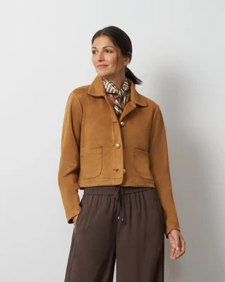 Knit Sueded Cropped Jacket Camel / XL | Cable & Gauge