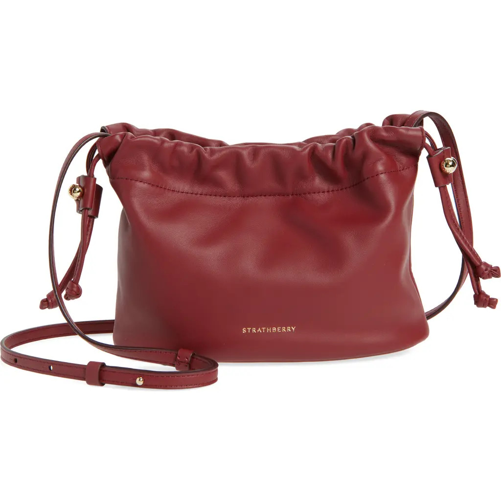 Strathberry Drawstring Leather Crossbody Bag in Oxblood at Nordstrom | Nordstrom