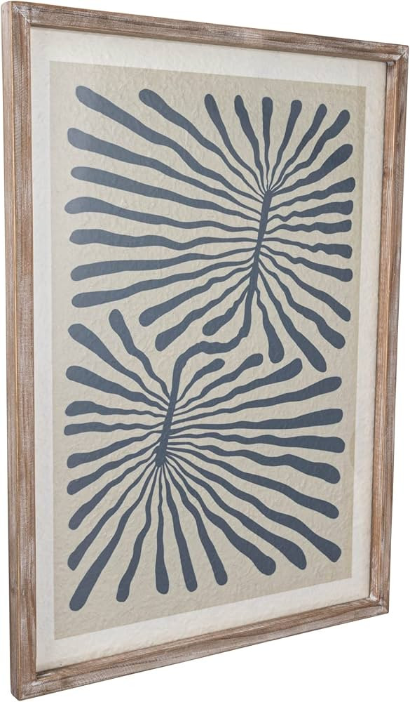 Bloomingville Wood Framed Abstract Botanical Wall Art with Glass Cover, Multicolor | Amazon (US)