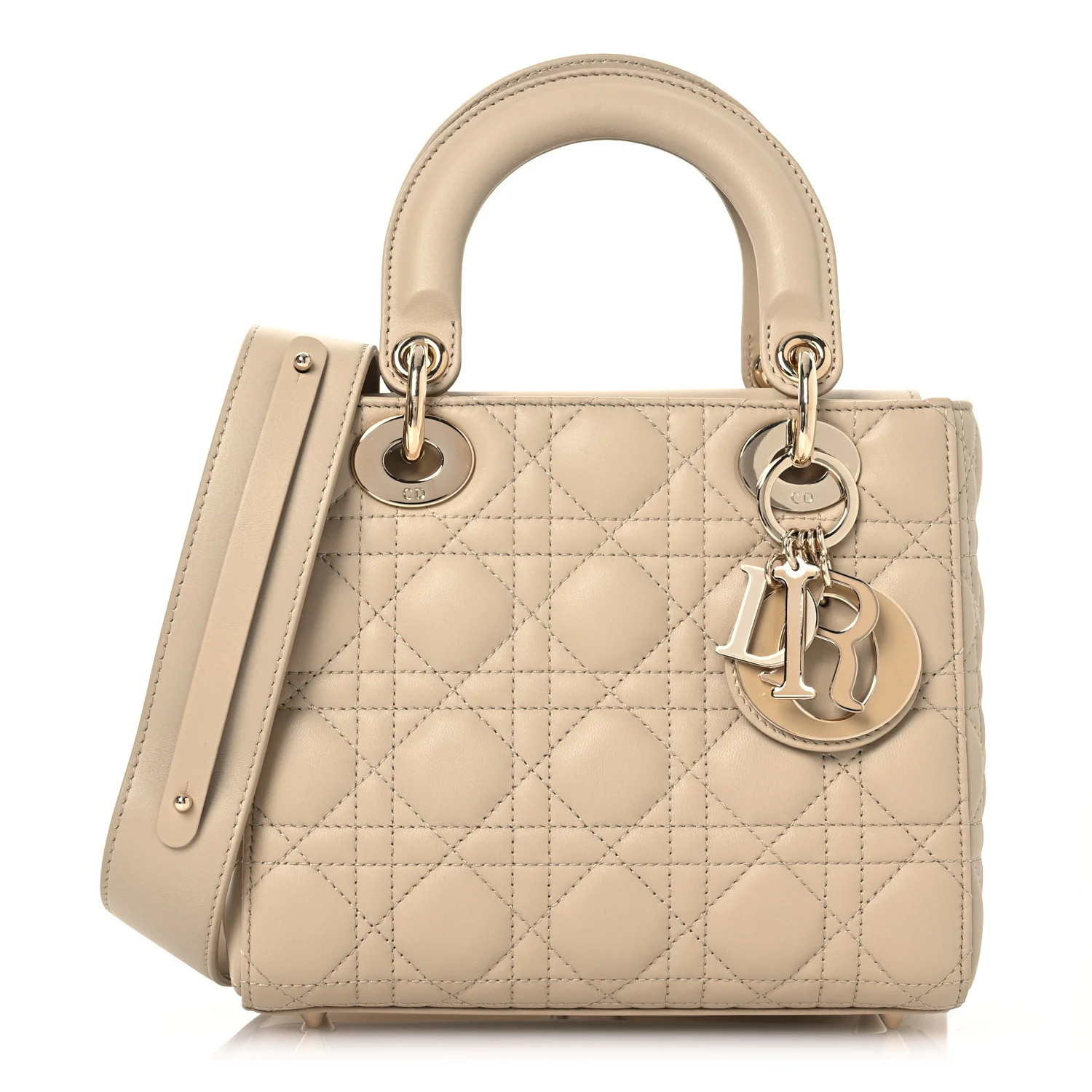 Lambskin Cannage Small My ABCDior Lady Dior Beige | FASHIONPHILE (US)