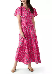 Crown & Ivy™ Women's Printed Waisted Midi Dress | Belk