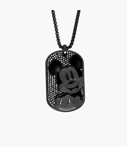 Disney x Fossil Special Edition Black Stainless Steel Dog Tag Necklace | Fossil (US)