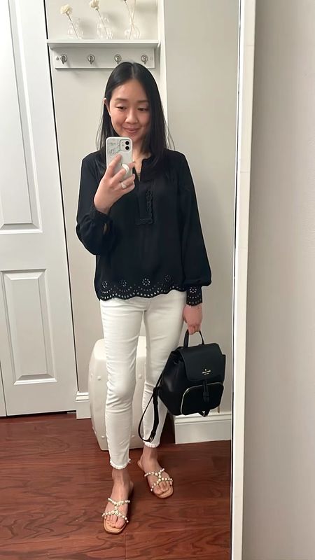 Love this pretty blouse with eyelet details and scallops. I took my usual size XXS regular. 

Ann Taylor

#LTKworkwear #LTKsalealert #LTKover40