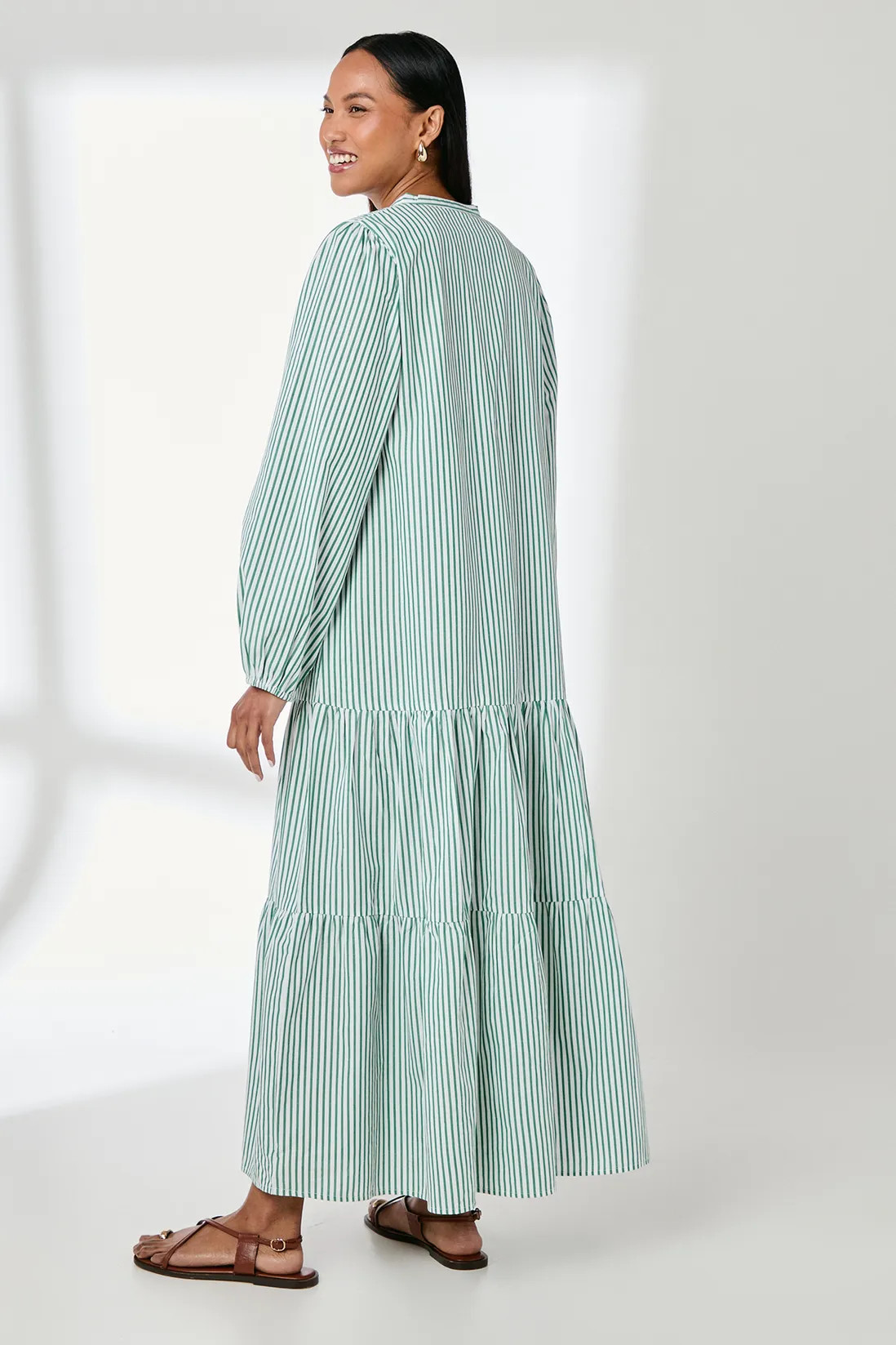 Dresses | Stripe Tie Front Blouson Sleeve Maxi Dress | Principles | Debenhams UK