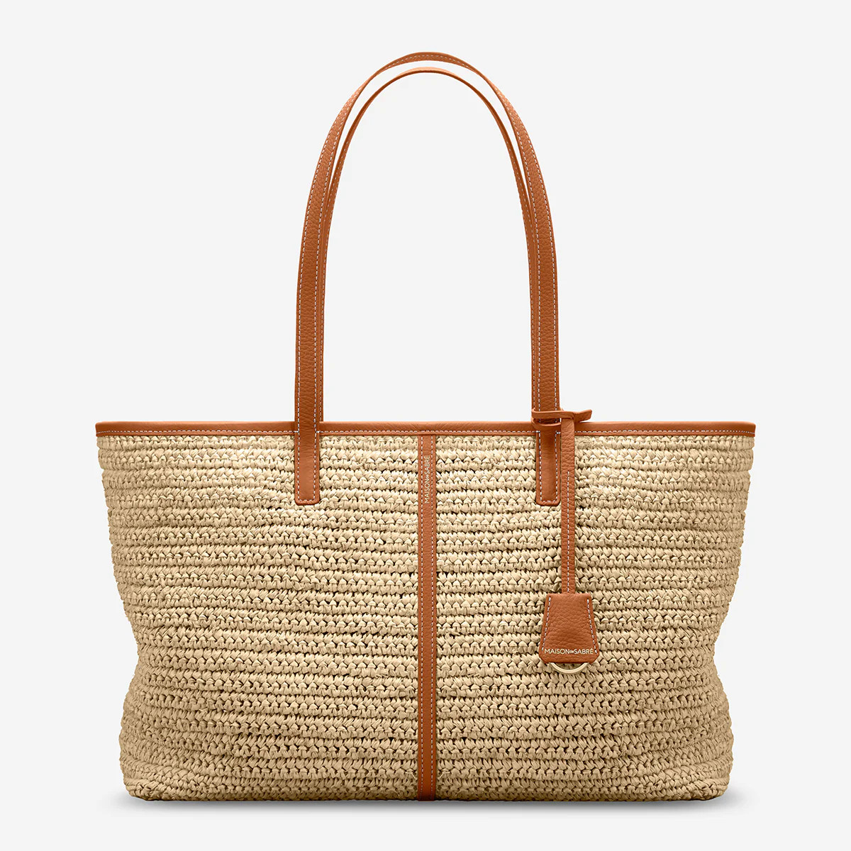 The Raffia Snap Soft Tote - Pecan Brown | Maison de Sabre (Australia & NZ)