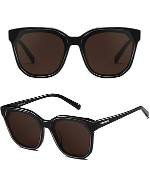 Retro Square Oversized Sunglasses Womens - Dark Brown Large Frame 70s/80s/90s Style Shades for Wo... | Amazon (US)