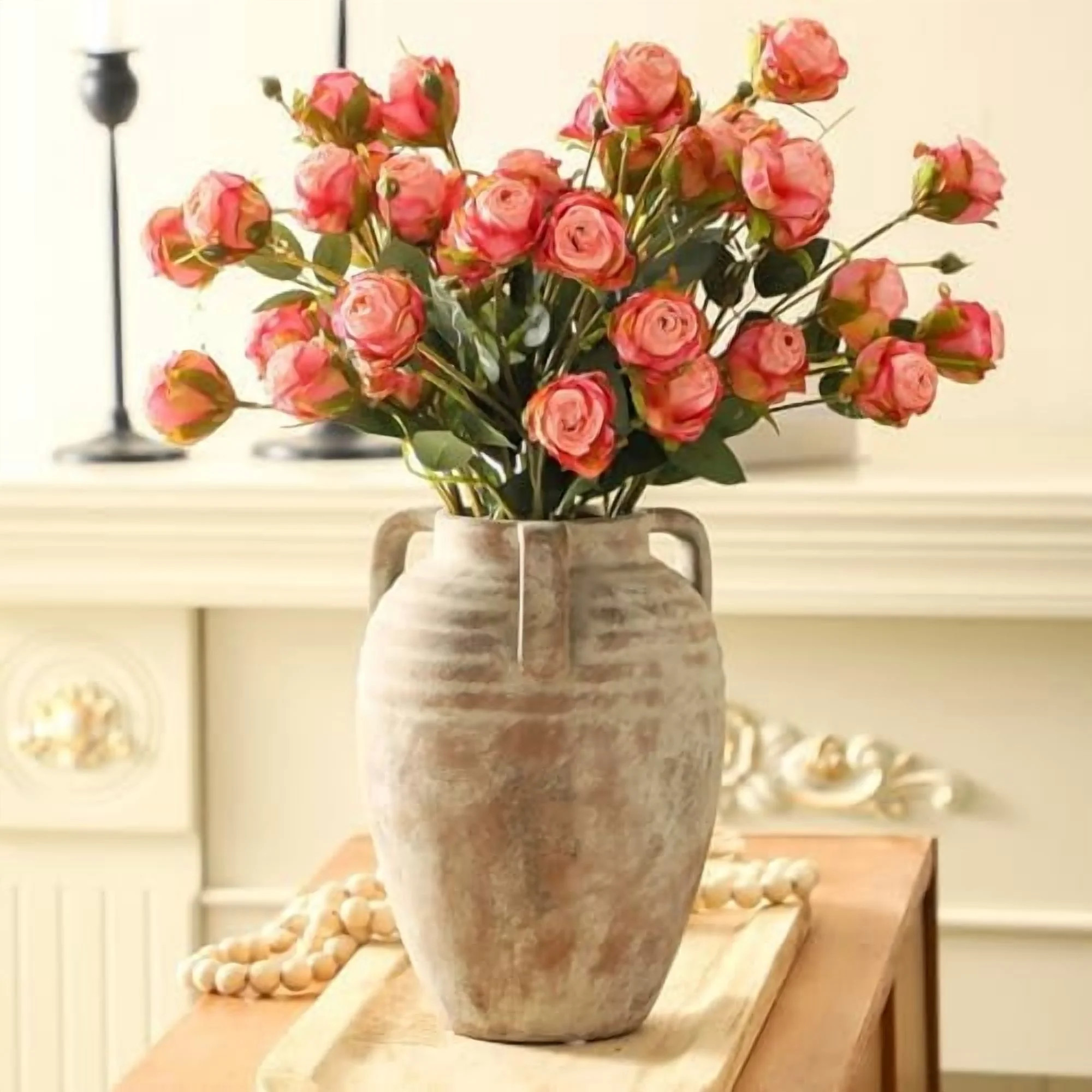 Ceramic Flower Vase Home Decor - Farmhouse Table Vases with Handle Living Room Decoration Vintage... | Walmart (US)