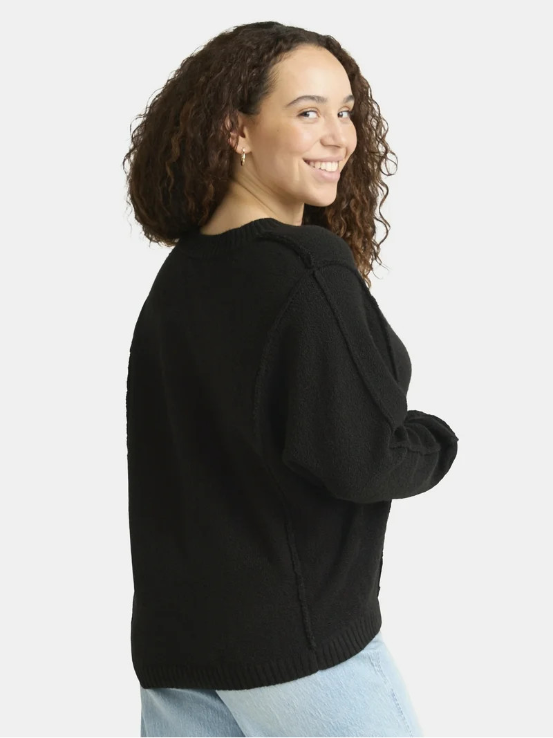 Time and Tru Women's Seamed Sweater with Long Sleeves, Midweight, Sizes XS-XXXL | Walmart (US)