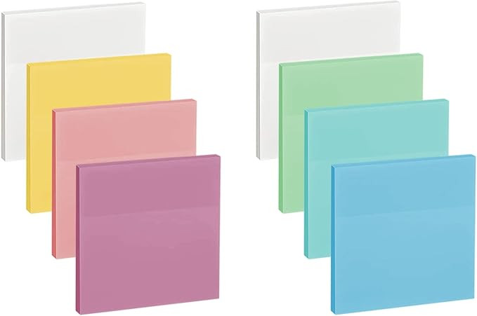 ENLUOM 400 Sheets Color Transparent Sticky Notes - 3 x 3 in Translucent Sticky Notes, Pastel Clea... | Amazon (US)