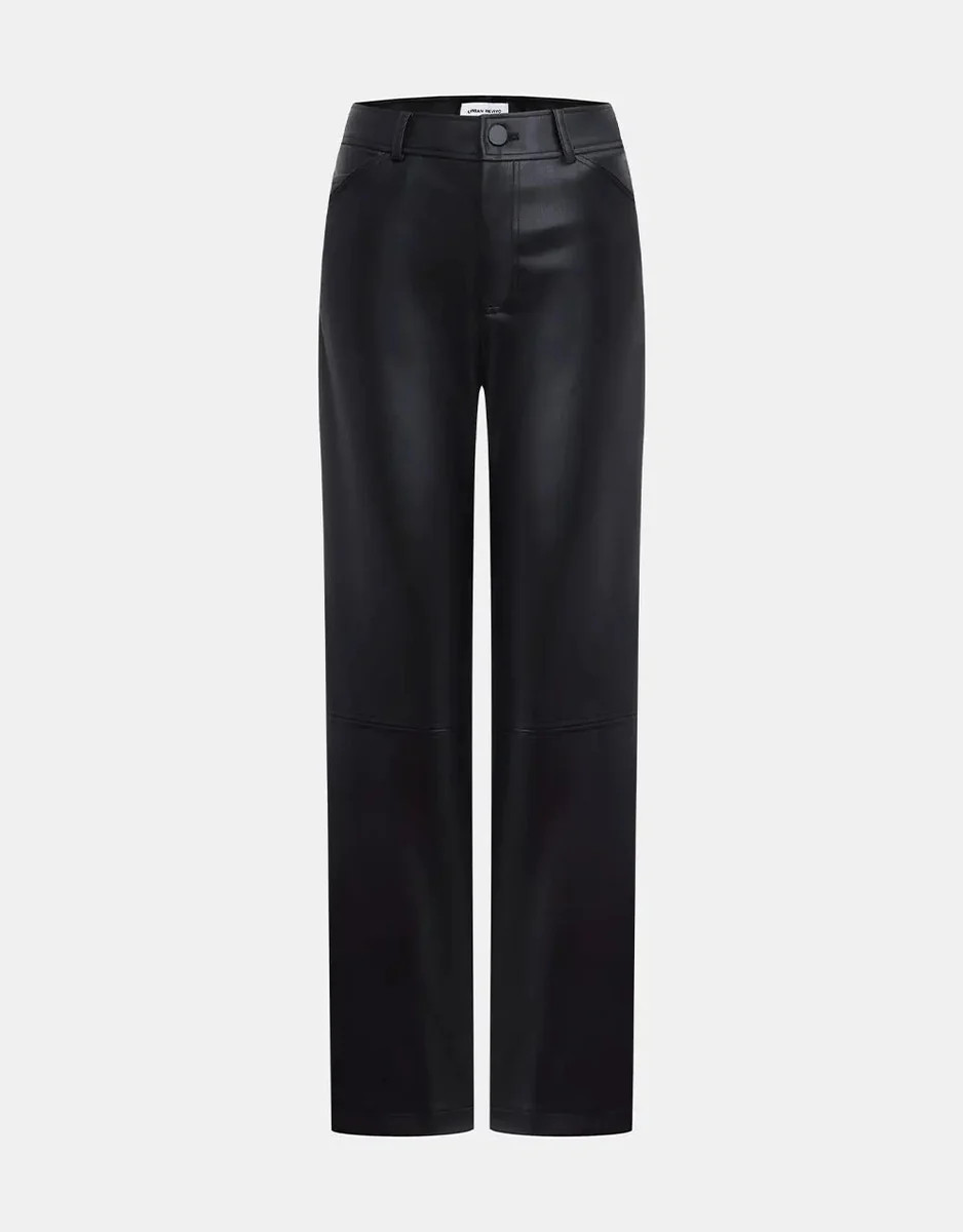 Vegan Leather Wide Leg Pants | Urban Revivo