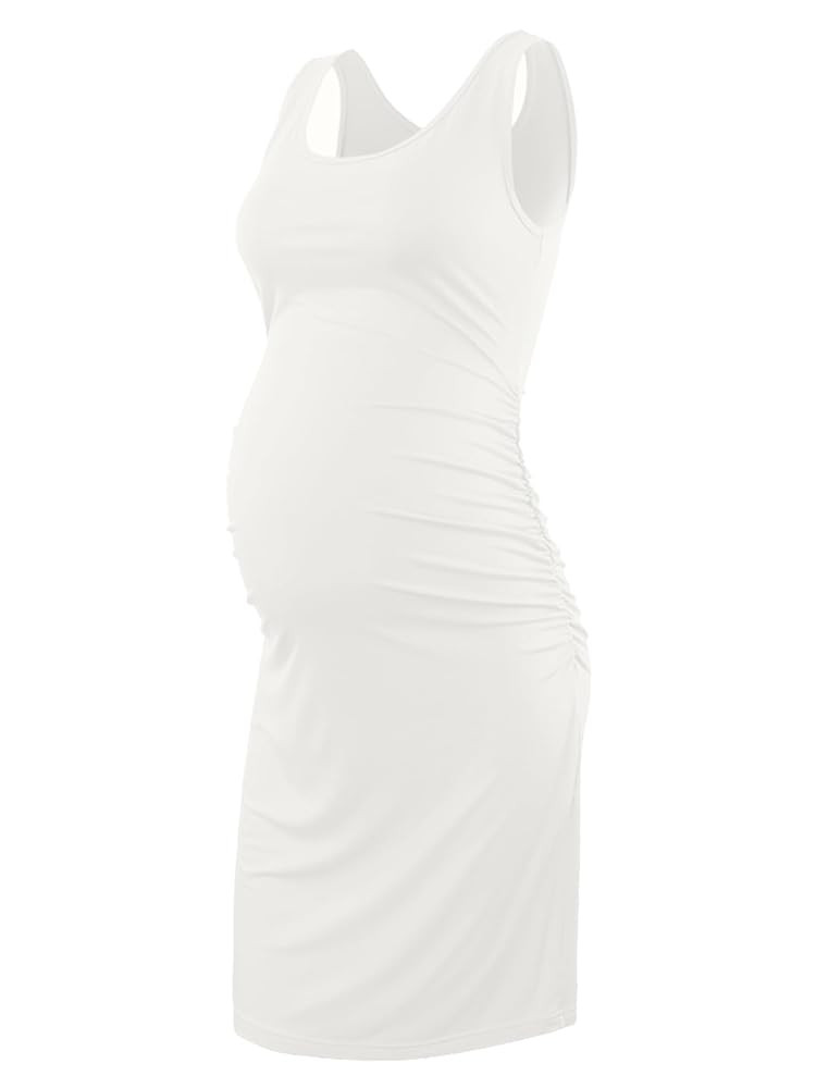 Liu & Qu Women's Maternity Sleeveless Tank Dresses Side Ruching Bodycon Dress for Daily Wearing o... | Amazon (US)