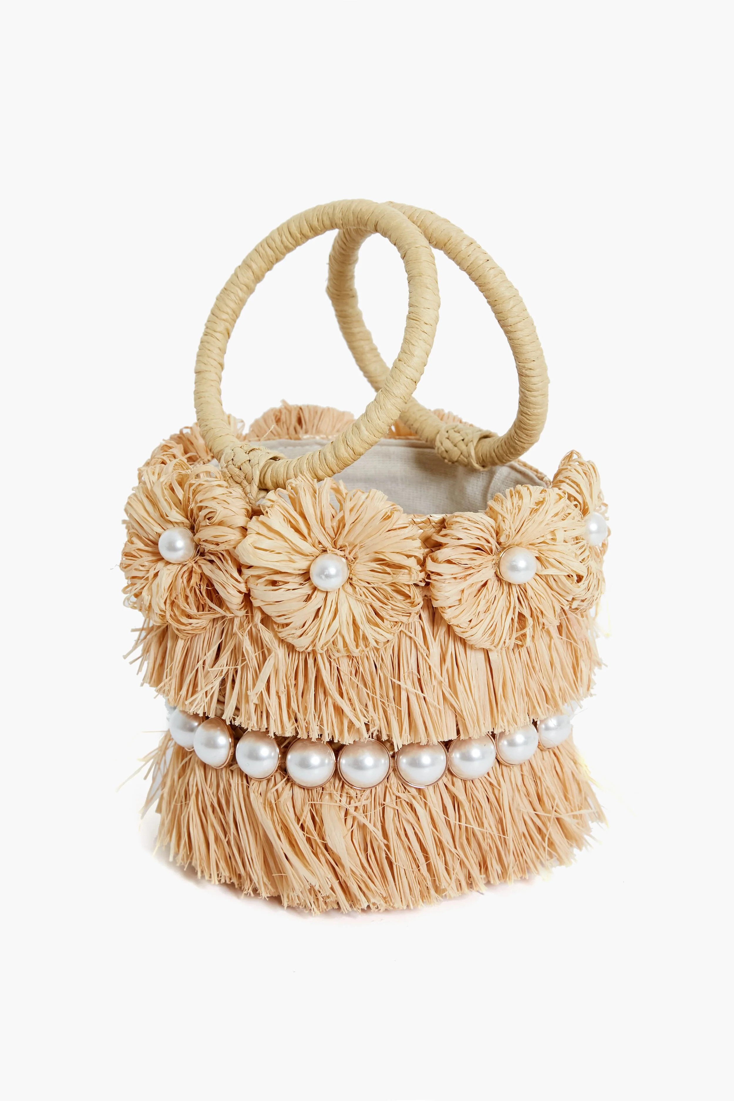 Natural Liv Round Floral Bucket Bag | Tuckernuck (US)
