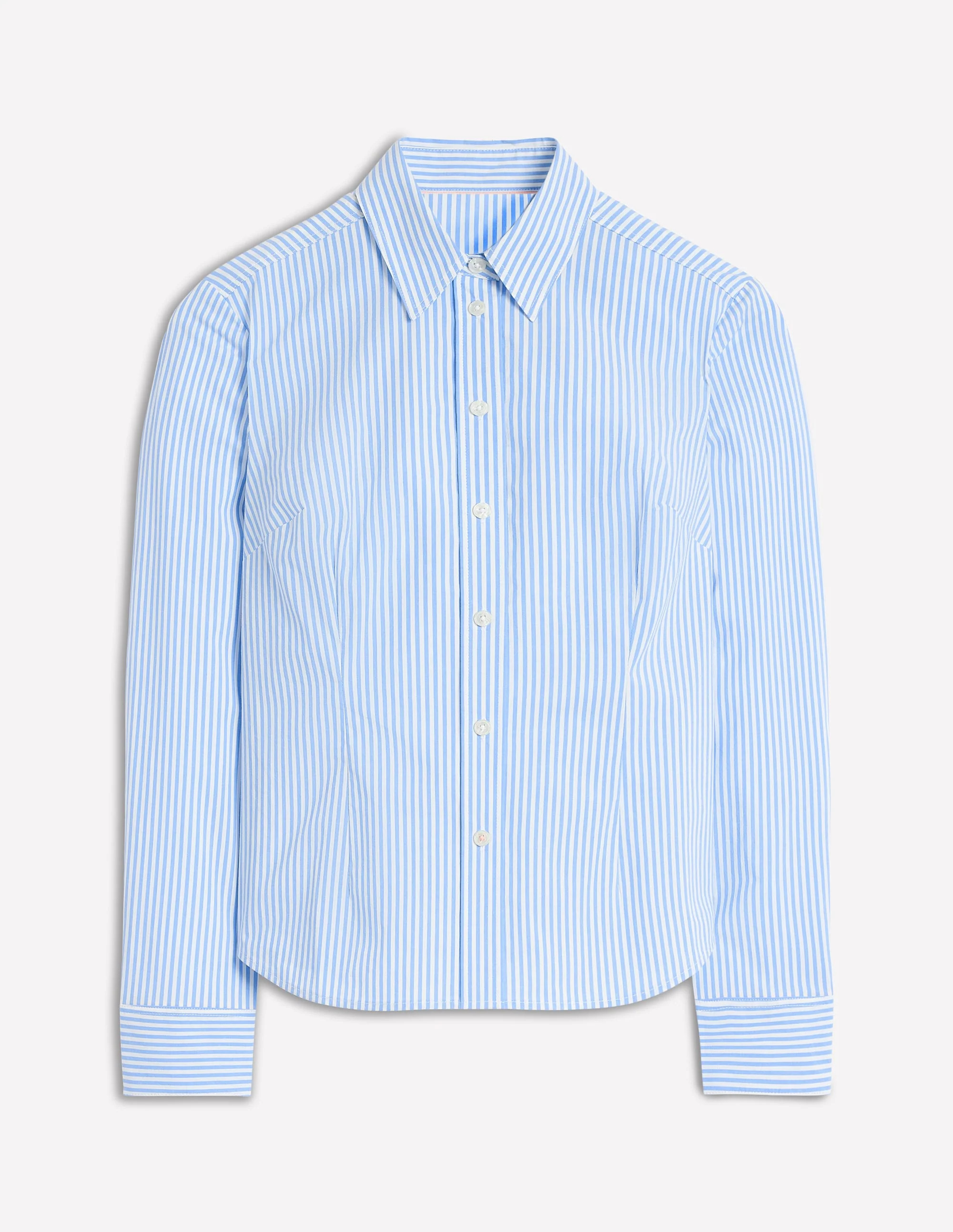 Saskia Stretch Cotton Shirt-Forget Me Not, Ivory Stripe | Boden (US)