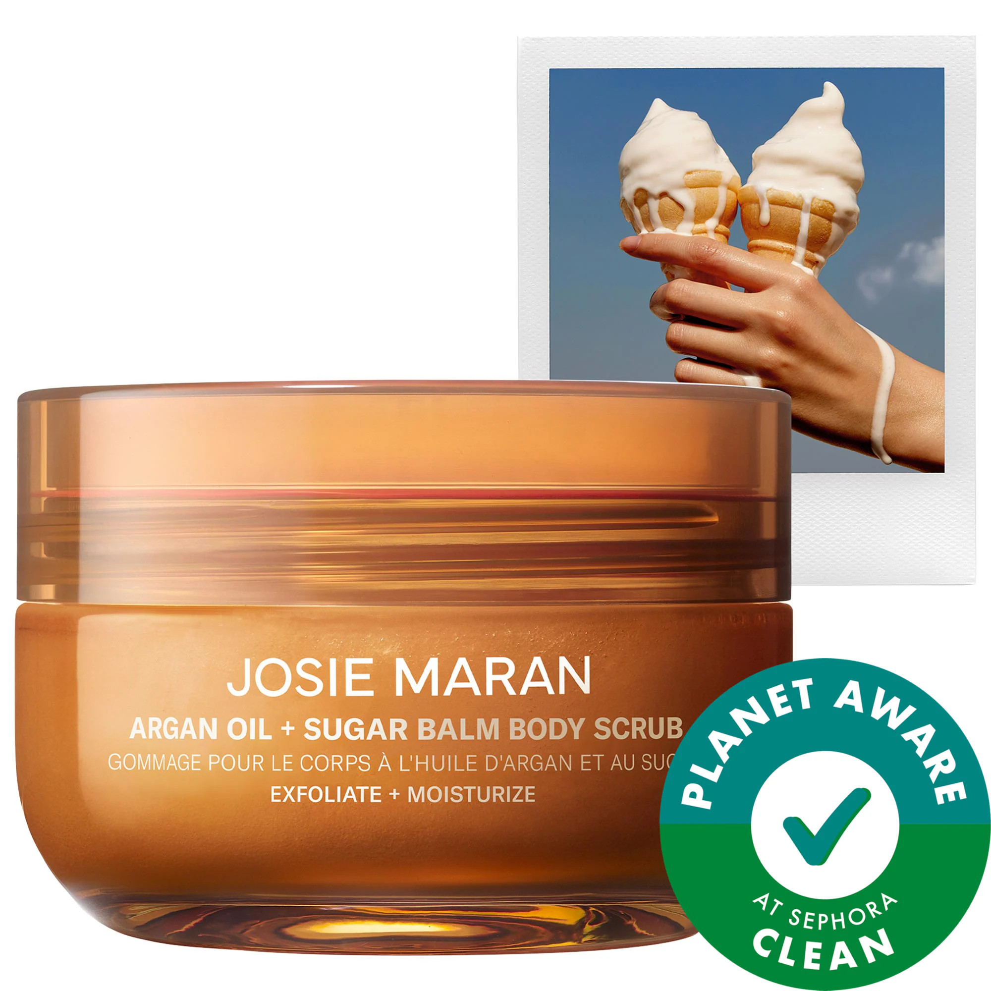 Josie Maran Vanilla Vibezzz - Argan Oil + Sugar Balm Refillable Exfoliating Body Scrub Jar 6 oz | Sephora (US)