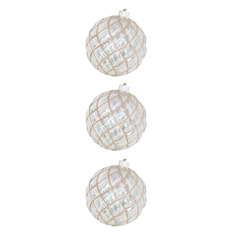 3-Count Clear & Gold Glitter Ball Ornaments, 5.9" | At Home