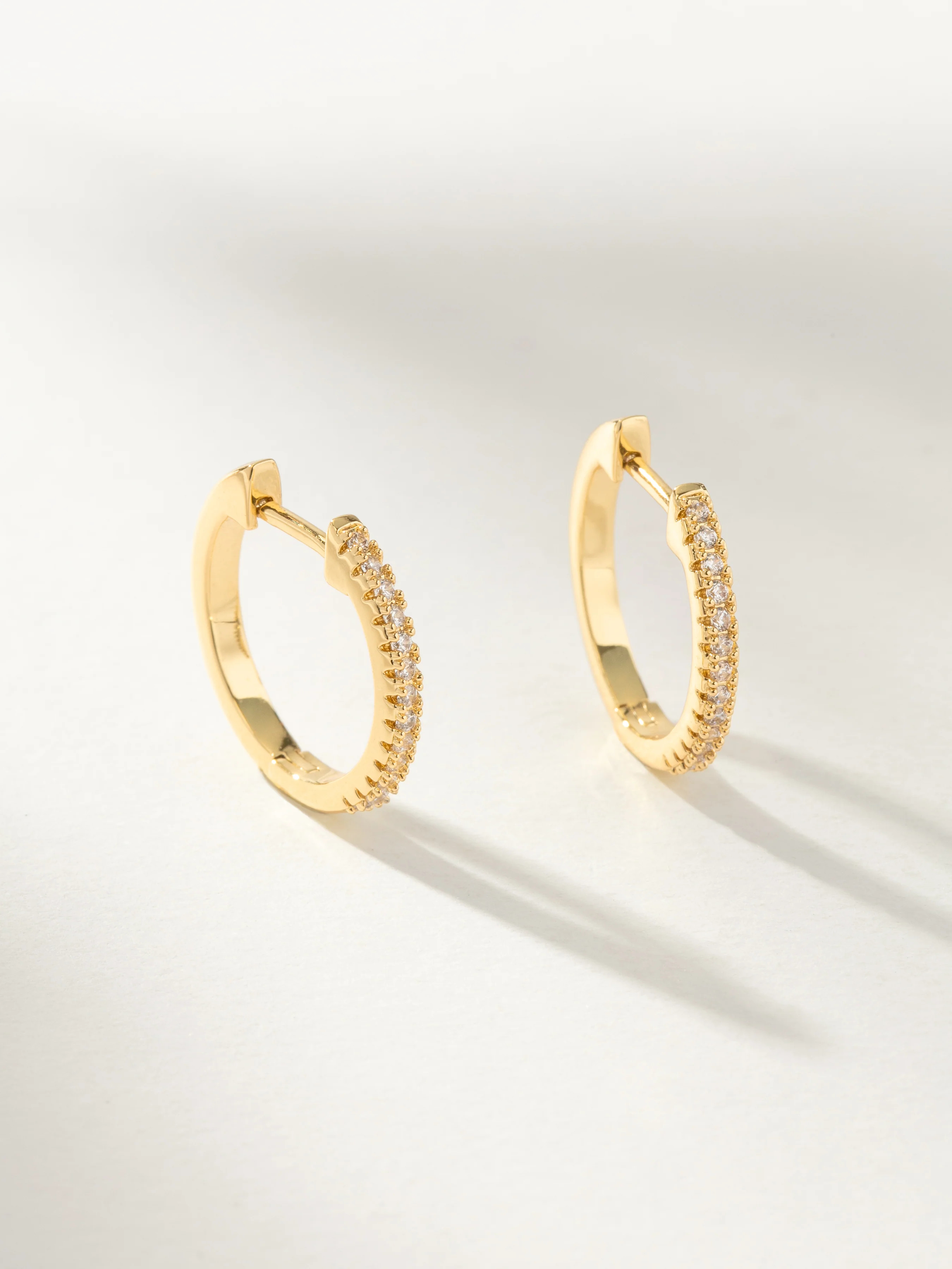 Gold Pavé Huggie Earrings | Small Gold Hoops | Uncommon James | Uncommon James