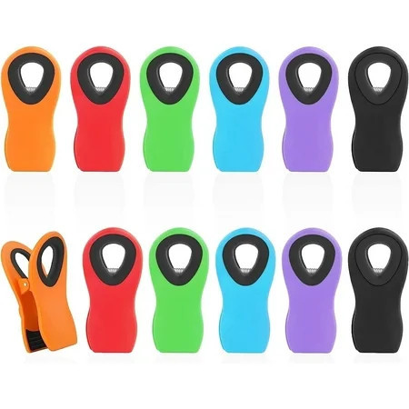12 Pack Magnetic Chip Clips Bag Clips Food Bag Clips for Food Packages, Kitchen Clips with Magnet for Refrigerator, Plastic Assorted Colors Bag Clips for Food Storage, Chips Bag and Snack Bag | Walmart (US)