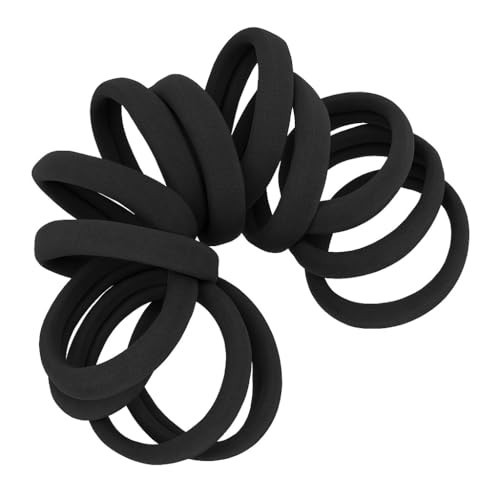 Cyndibands Seamless Hair Ties - Black - Gentle Hair Ties No Damage, Standard Size 1.5 Inch, Soft and Stretchy Nylon Fabric Ponytail Holders - 12 Count | Amazon (US)