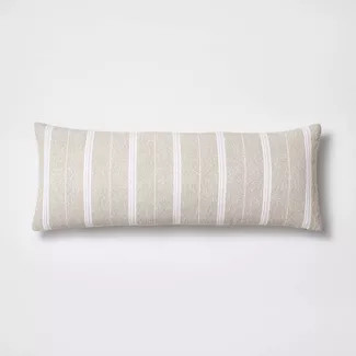 Oversized Oblong Boucle Woven Stripe Decorative Throw Pillow Khaki - Threshold™ designed with S... | Target