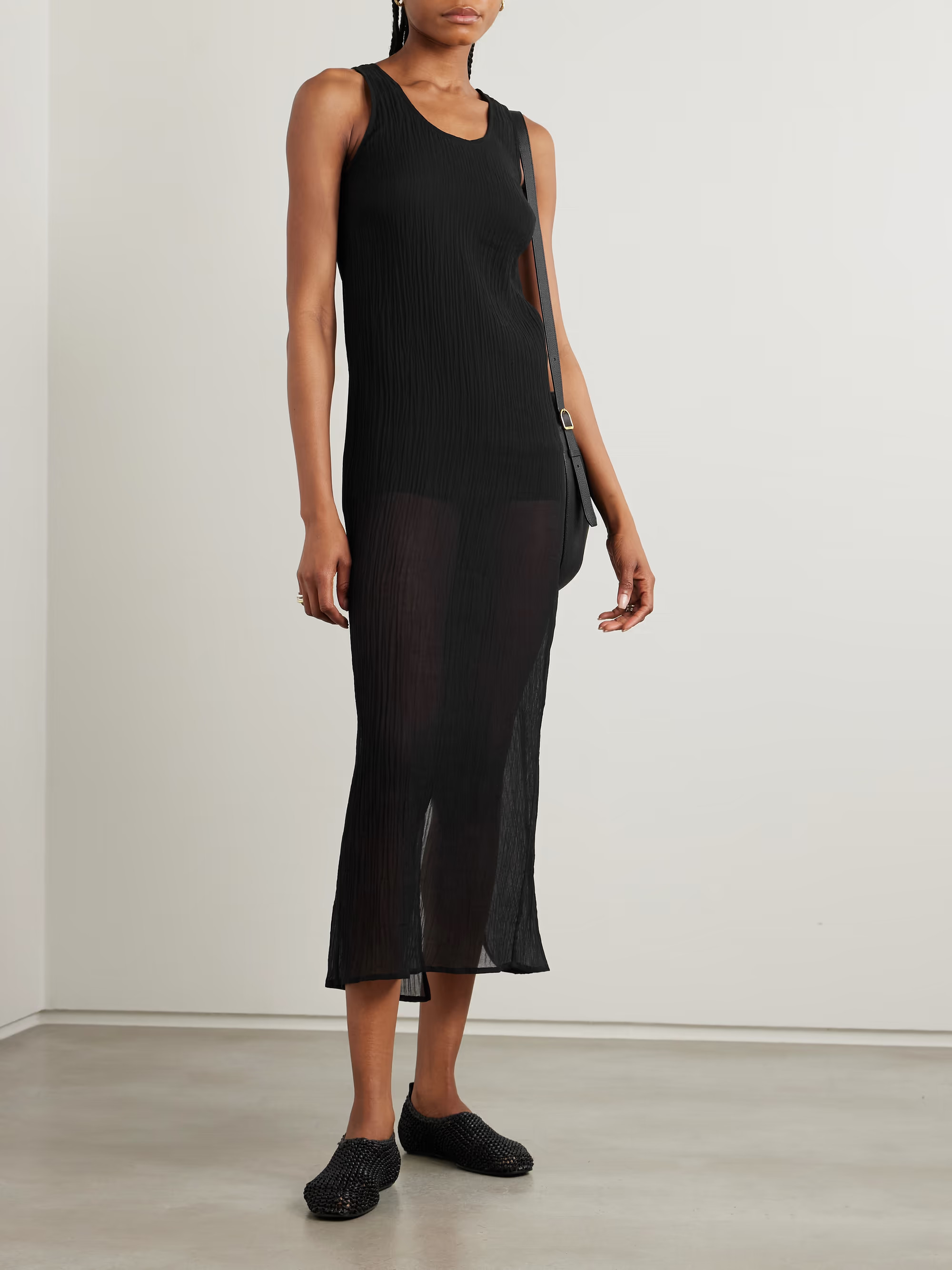 Cotton and silk-blend crepon midi dress | NET-A-PORTER (UK & EU)