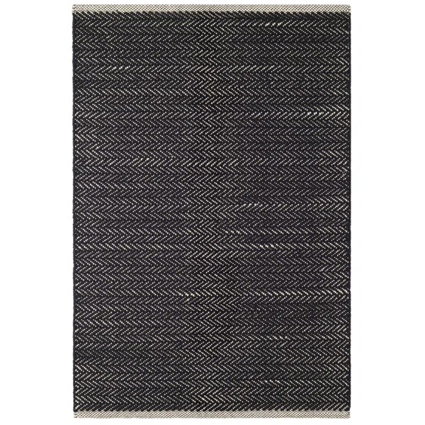 Herringbone Handwoven Cotton Herringbone Area Rug In Black | Wayfair North America