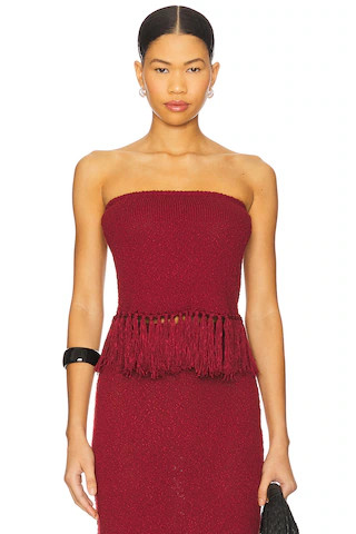 Gabby Knitted Bandeau Top in Burgundy | Revolve Clothing (Global)