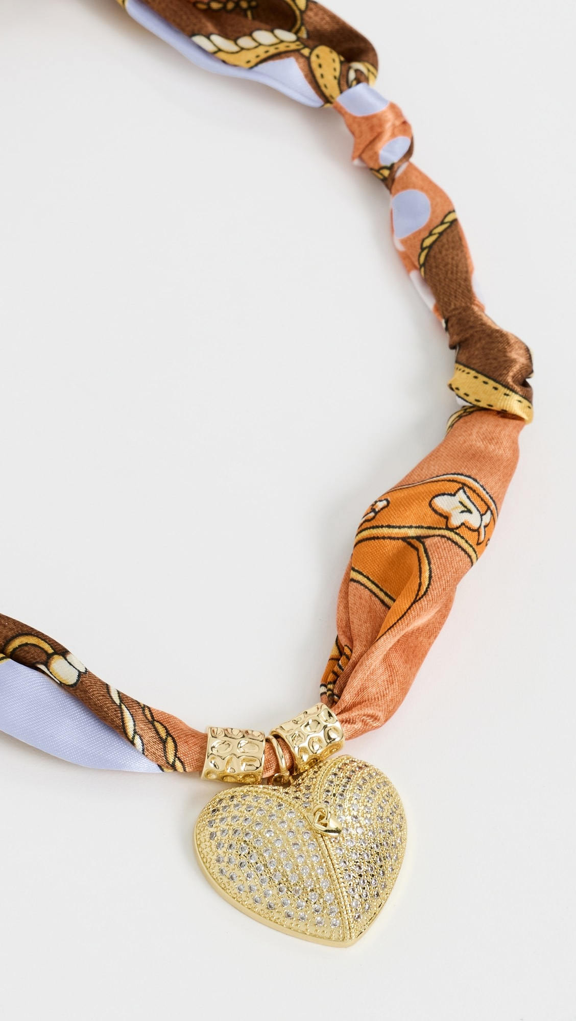 Puffy Cubic Zirconia Heart Satin Scarf Necklace | Shopbop