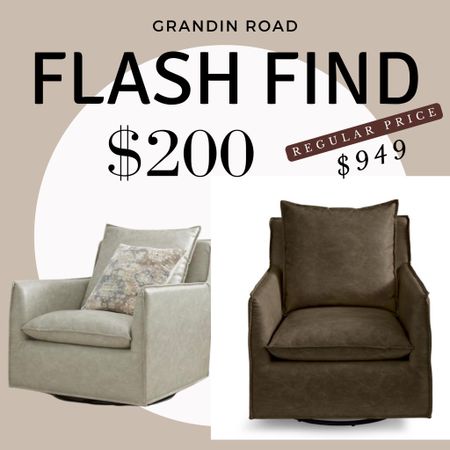 🗣️You saw it here first! This Grandin Road Swivel Glider is currently just $200 from $949! If you’re looking for a stylish nursery glider, living room seating, or a modern traditional accent chair, this affordable glider could be it! 

It comes in grey, brown, and hickory, and has the most beautiful French seams. 

Note that the description says that it’s leather, but it’s actually a faux leather. 

#livingroom #home #decor #lookforless #design #chair #seating #glider #bedroom #nursery. Leather glider. Seating. Bedroom seating. Side chair. Accent chair. Nursery glider. Modern traditional chair. Transitional glider. Transitional chair. Affordable furniture. Grandin road finds. Amber Interiors dupes. Swivel chair. Sixpenny Neva chair dupe. 

#LTKFind #LTKhome #LTKsalealert