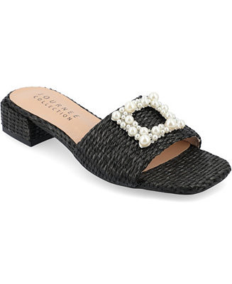 Journee Collection Women's Justina Ornamented Raffia Slide Sandals - Macy's | Macy's
