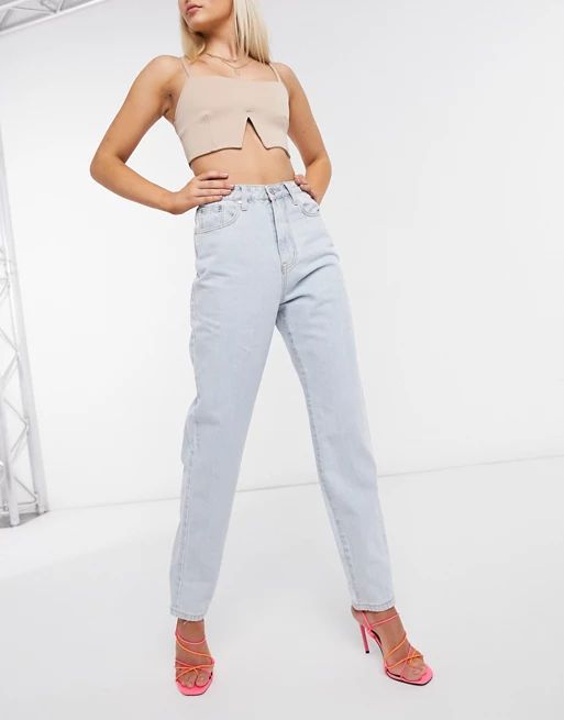 Missguided riot high waisted recycled denim mom jean in blue | ASOS (Global)