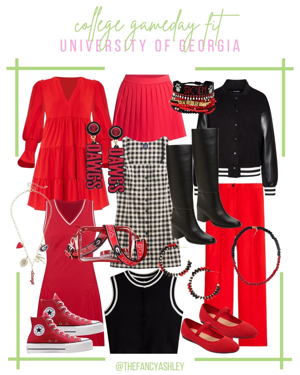 Cutest gameday outfit ideas for your next University of Georgia tailgate. Obsessed with all things red and black. It’s giving “Sic ’em, and Woof Woof Woof” energy. Go Bulldogs! Saturdays in Athens never looked so good! #uga #universityofgeorgia #gobulldogs #collegegamedaystyle

#LTKSeasonal #LTKParties #LTKU