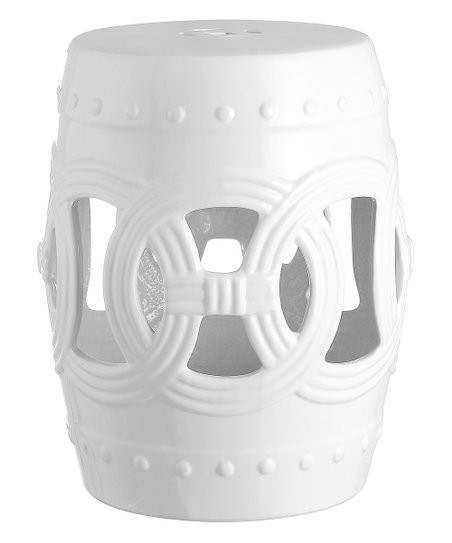 White Lucky Coins Ceramic Drum Garden Stool | Zulily