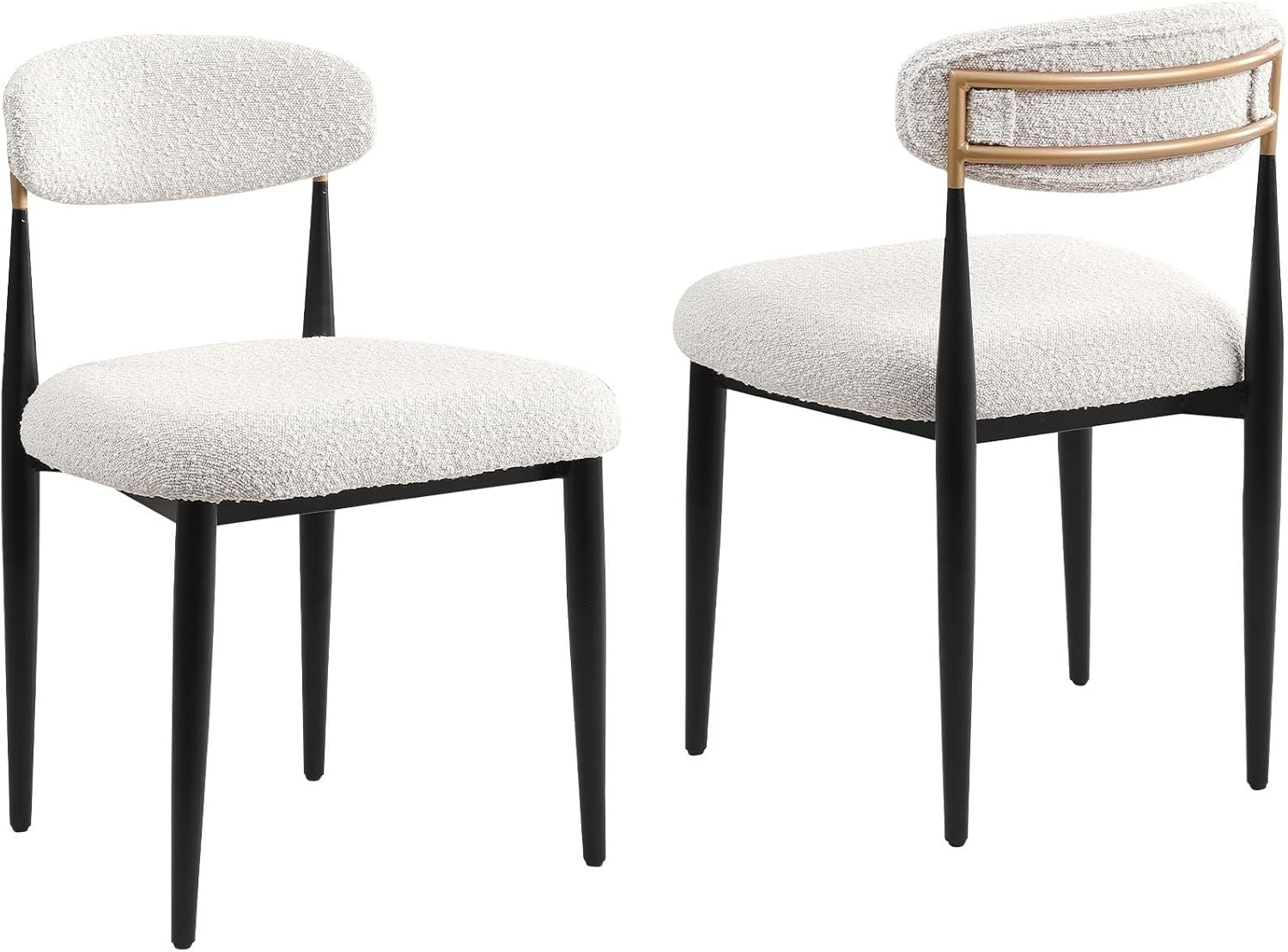 Morden Fort Modern Dining Chairs Set of 2, White Armless Chairs with Curved Backrest and Black Me... | Amazon (US)