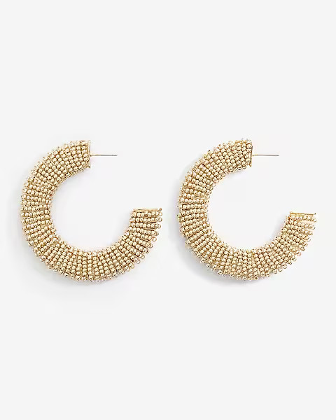 Beaded Flat Hoop Earrings | Express