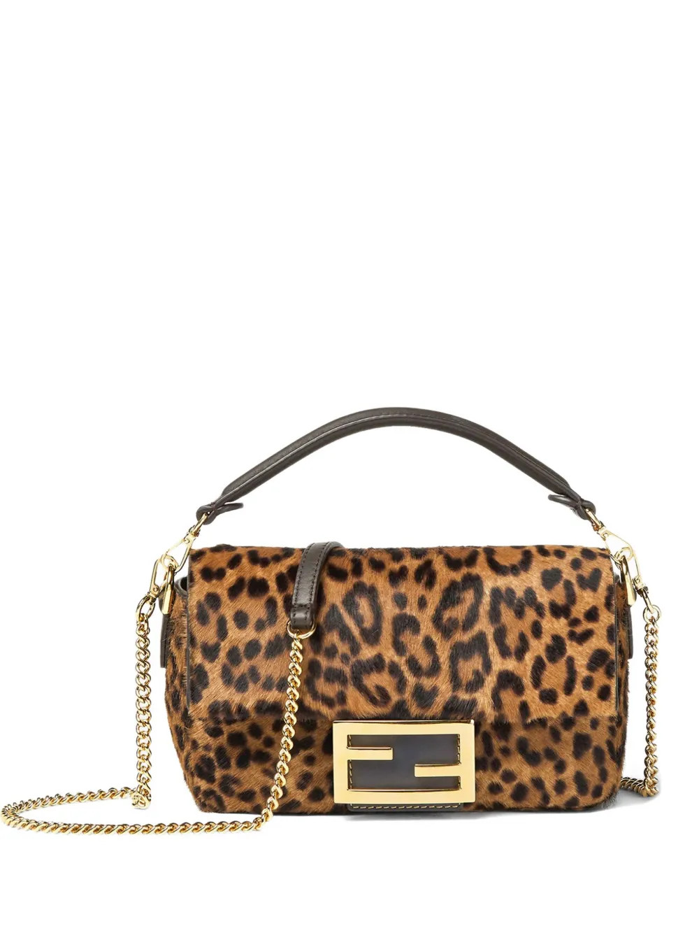 FENDI Mini Baguette® leopard-print Chain Tote Bag | Brown | FARFETCH | Farfetch Global