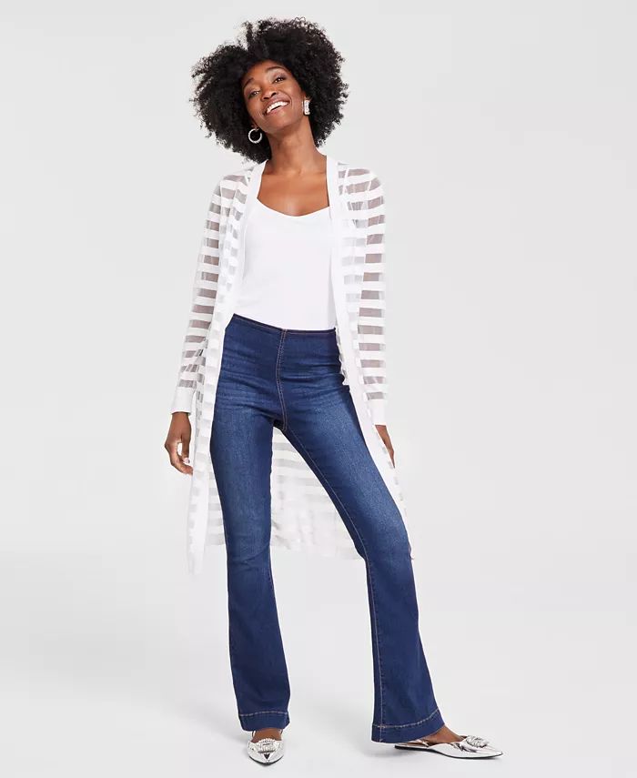 Women's Striped Long Cardigan, Created for Macy's | Macy's