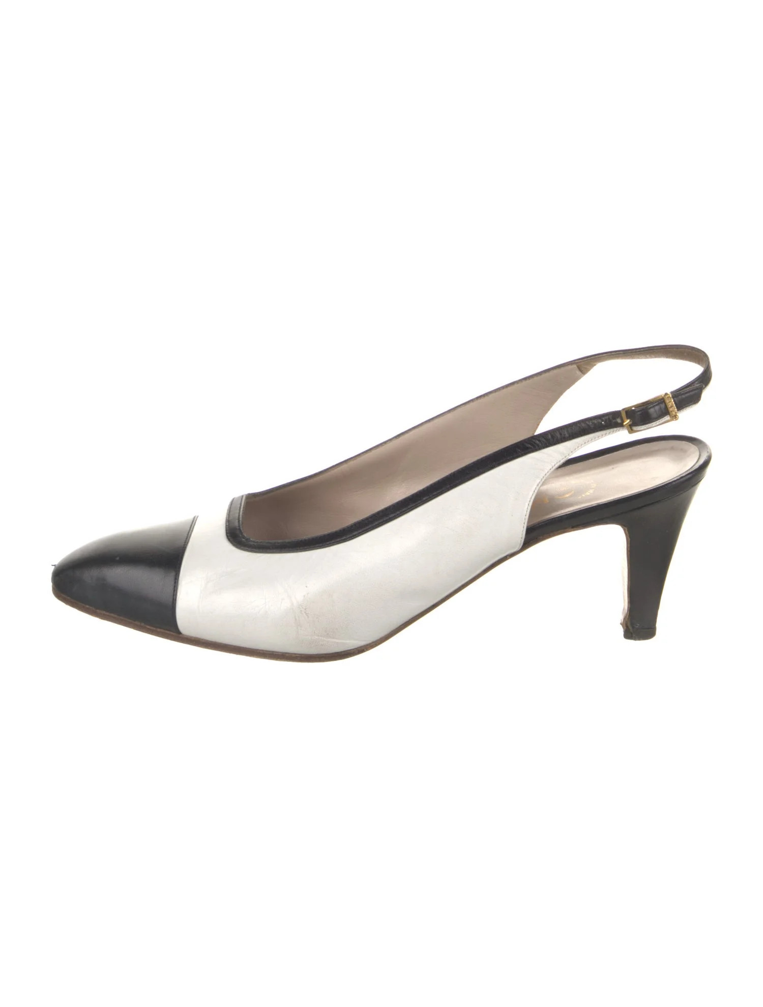 Interlocking CC Logo Leather Slingback Pumps | The RealReal