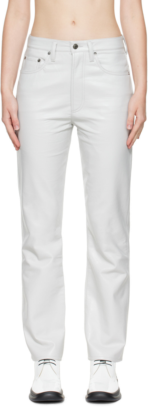 AGOLDE Gray Relaxed Leather Pants | SSENSE