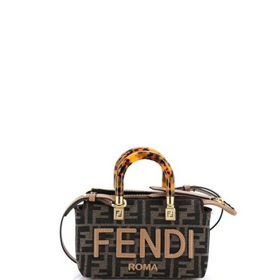 Fendi Logo By The Way Top Handle Bag Zucca Embroidered Canvas Mini | eBay US