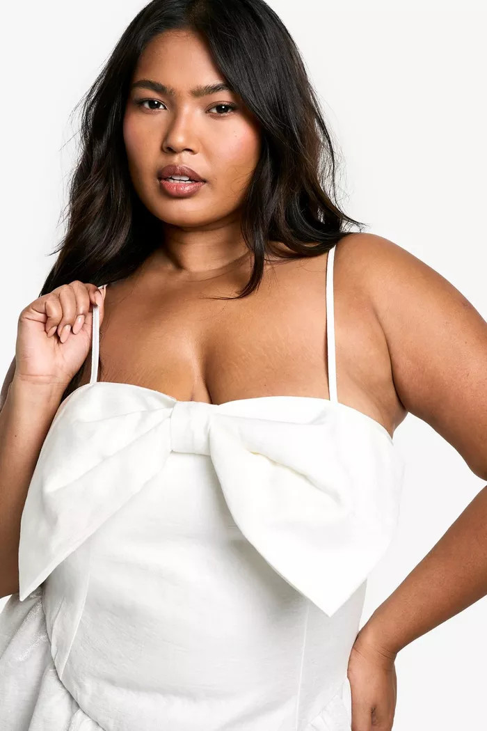 Plus Strappy Bow Detail Skater Dress | boohoo (US & Canada)