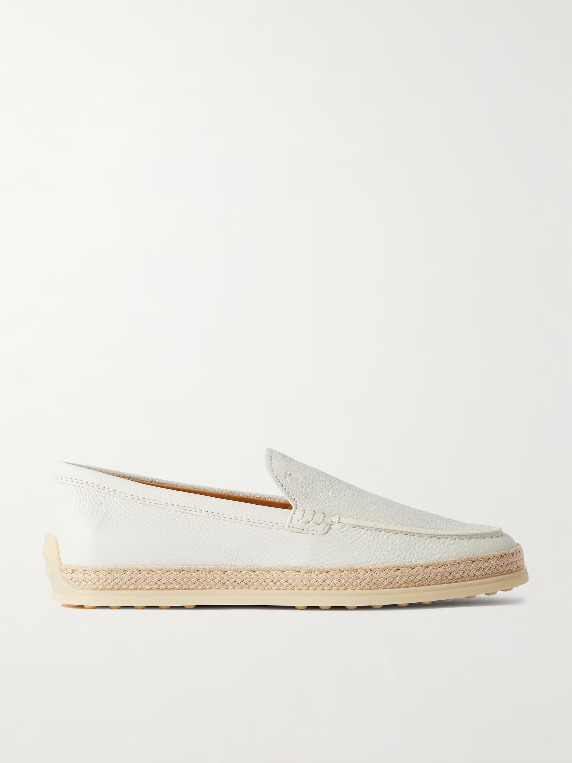 TOD'S Raffia-trimmed leather loafers | NET-A-PORTER (UK & EU)