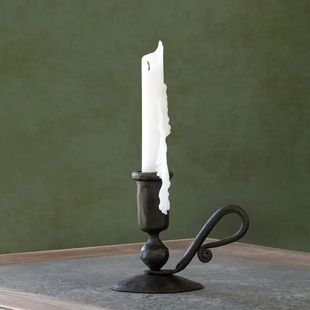 Forged Metal Candle Stick Holder With Handle | Antique Farm House