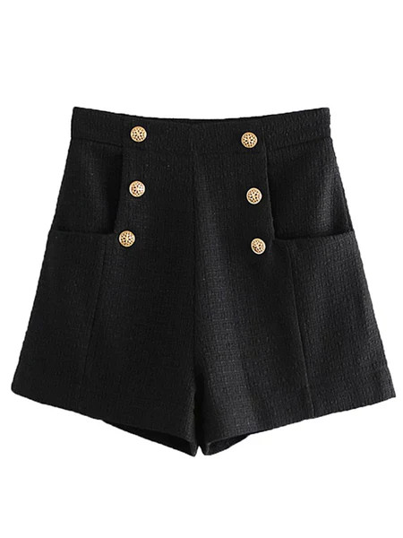 'Eliana' Buttoned Tweed Material Shorts | Goodnight Macaroon