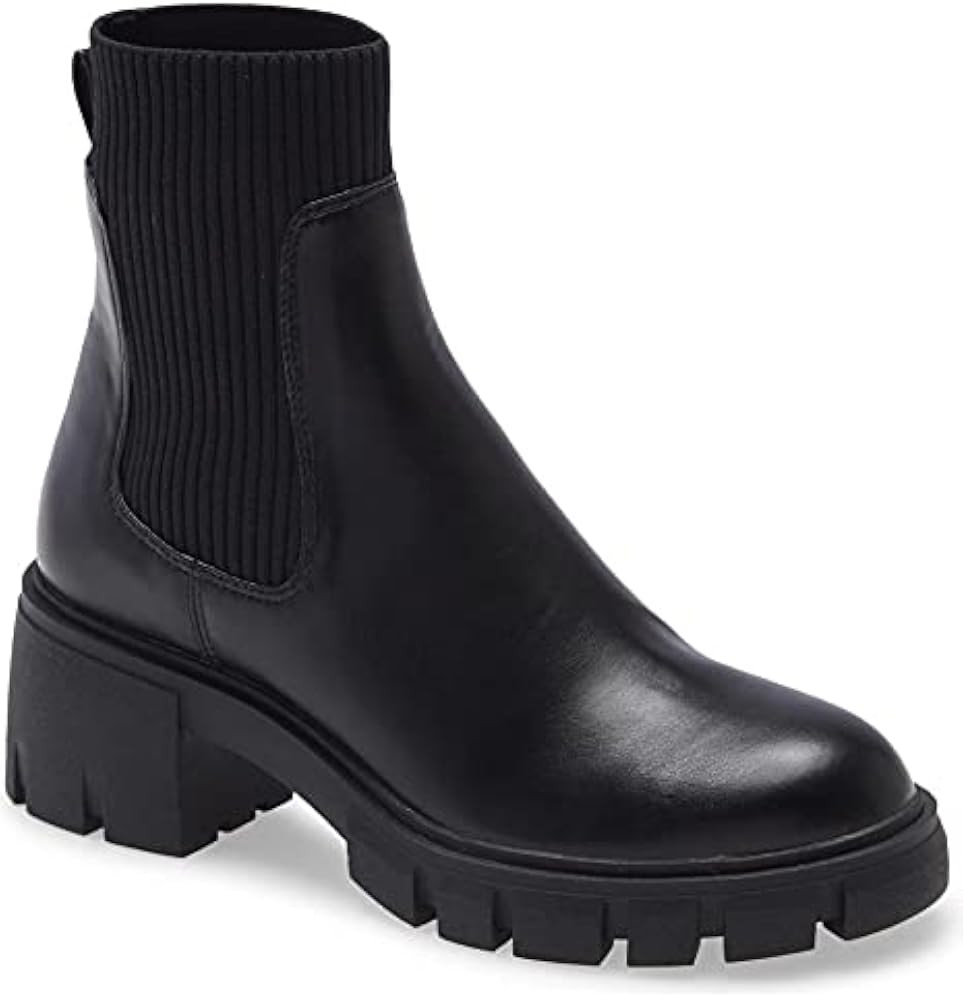 Amazon.com | Womens Lug Sole Platform Ankle Boots Elastic Chunky Block Heel Non-Slip Combat Comfo... | Amazon (US)
