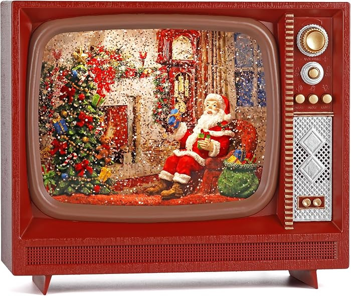 Christmas Snow Globes, Christmas Decorations Retro Style TV Lantern, Musical Snow Globes with Tim... | Amazon (US)