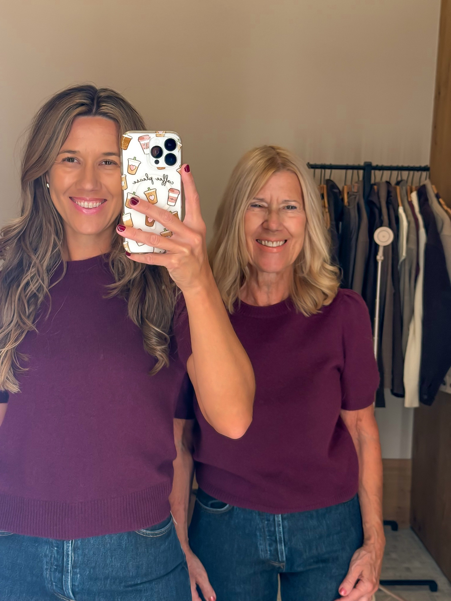 try on haul @Aritzia 

Mom and I are both wearing small in the sweater tee (cashmere). Same jeans but Im in 26 a mom is in 27 (she also had to roll them).

fall outfits women over 50, date night outfits, fall, outfits, fall outfits, casual, fall fashion hauls, outfit ideas 

 #LTKSeasonal #LTKOver40