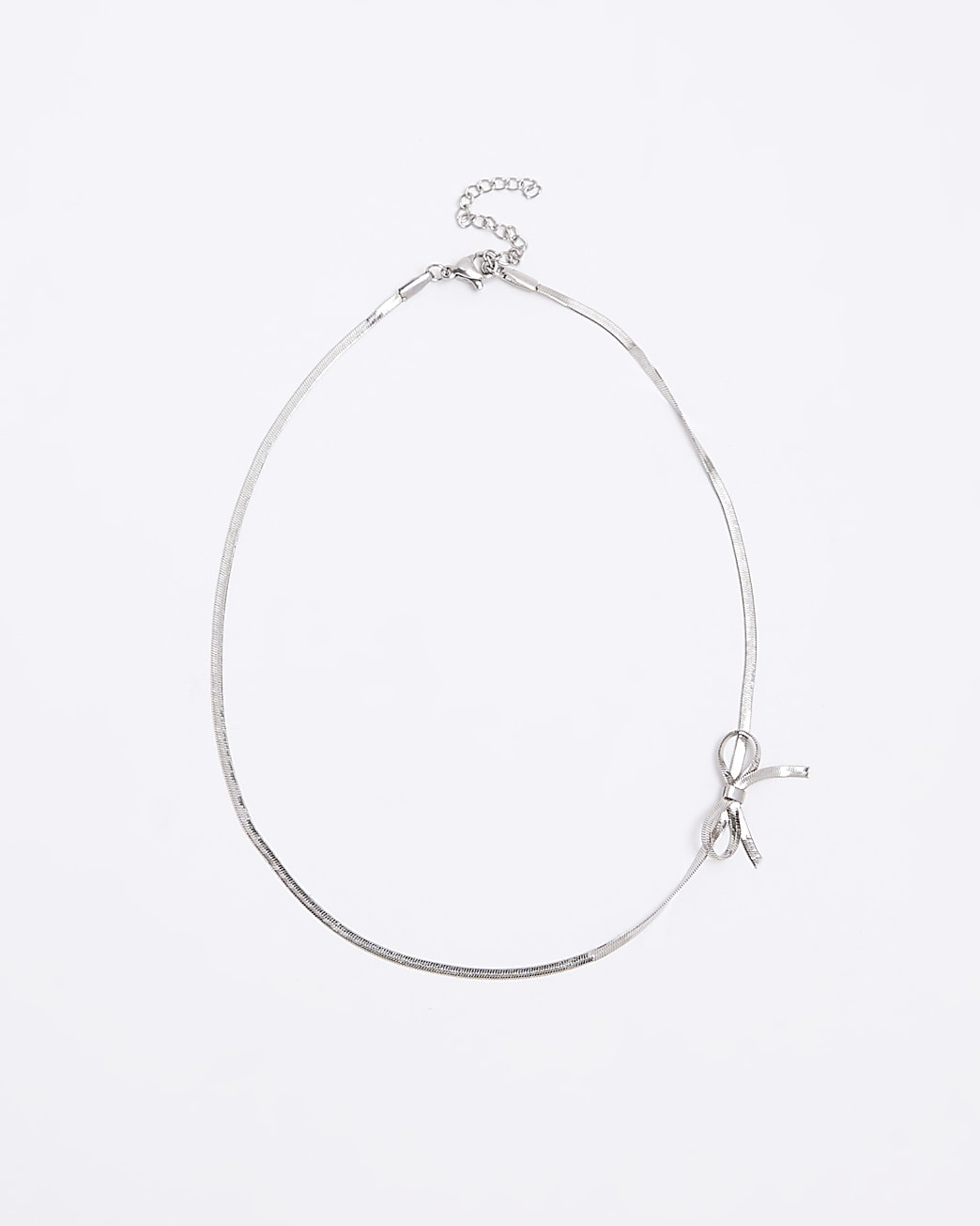 Silver Sleek Bow Necklace | River Island (UK & IE)