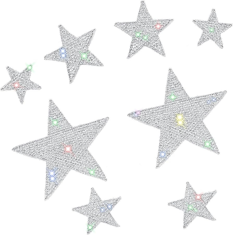 8 Pieces Crystal Car Stickers Bling Rhinestone Star Decals Self-Adhesive Car Stickers Auto Emblem... | Amazon (US)