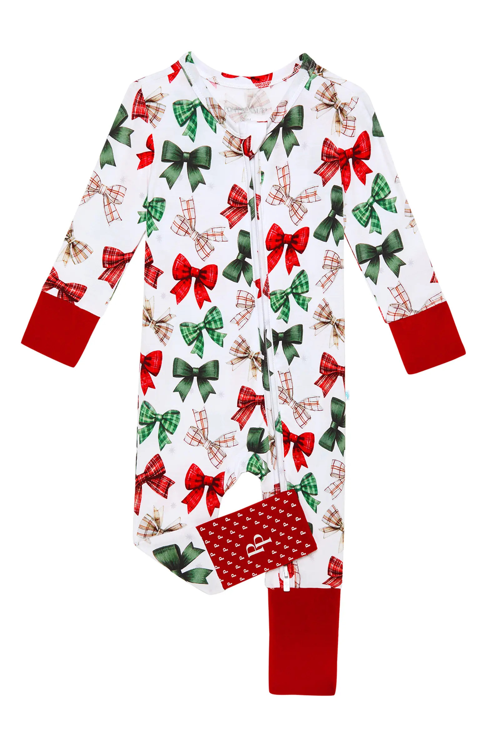 Posh Peanut Bow Print Fitted Convertible Footie Pajamas | Nordstrom | Nordstrom