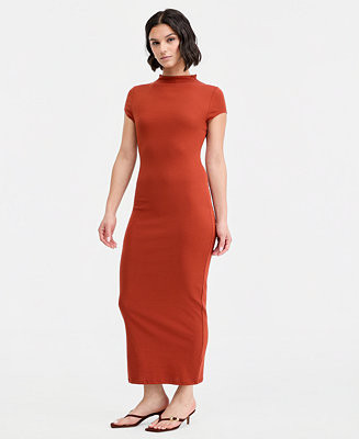 Women's Cap-Sleeve Mock-Neck Midi Dress | Macy's